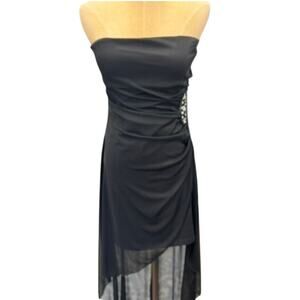 "RUBY ROX" Strapless Ruched Side Dress Hi Low SZ L‎ Goth Fairy Y2L VTG Hoco